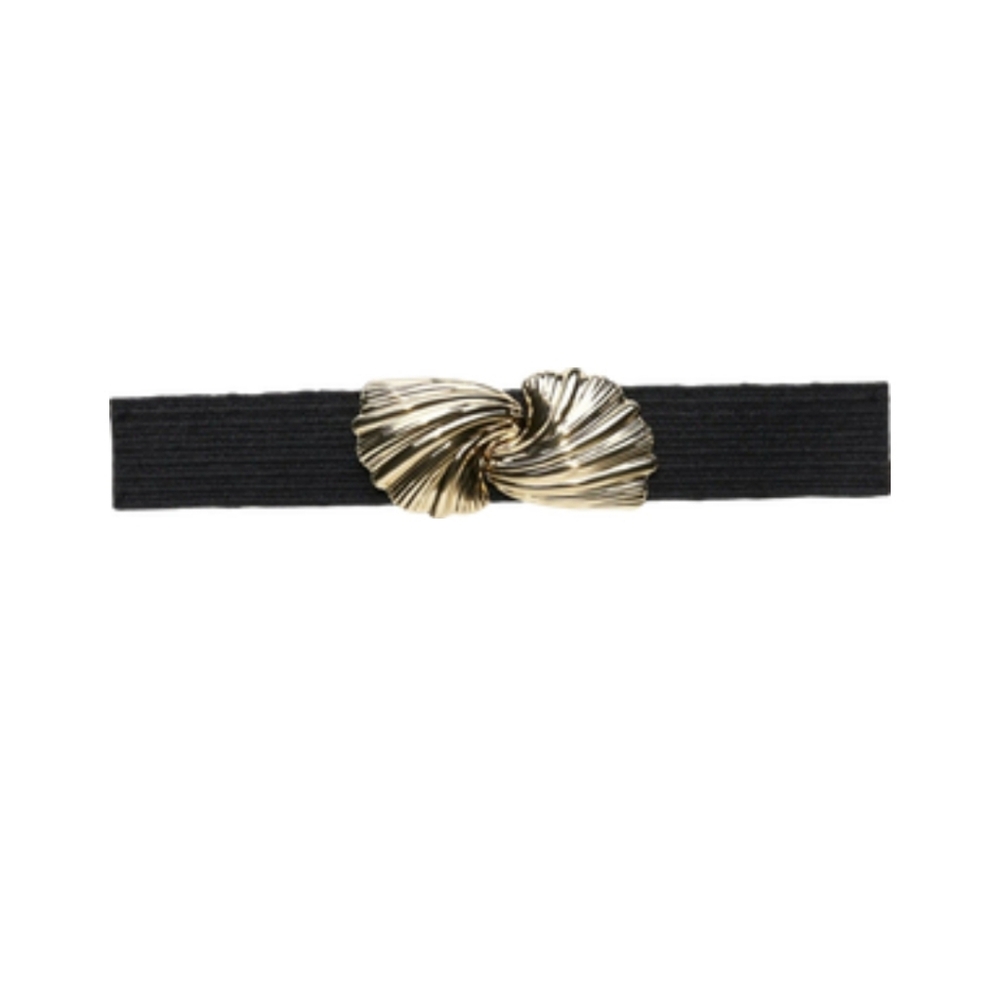 Gold Brass Shell Buckle Elastic Belt